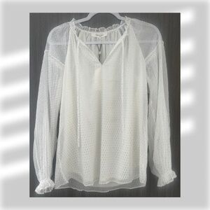 Haven + Blair Blouse • New With Tags • White and Gold • Size S